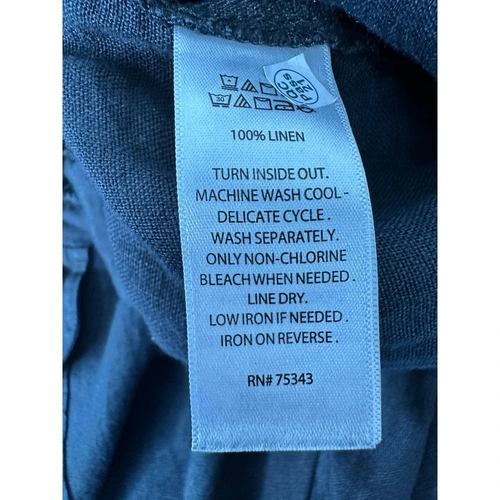 Nicole Miller Linen Cargo Joggers Pants Size XL Black Elastic Waist Pull on
